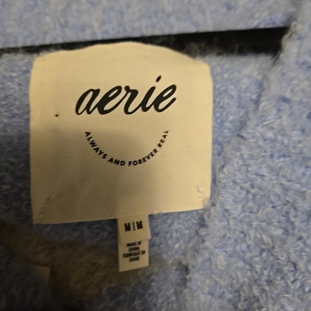 Aerie Boucle Wool Blend Oversized Sweater Blue Gray M NWT - Picture 5 of 7